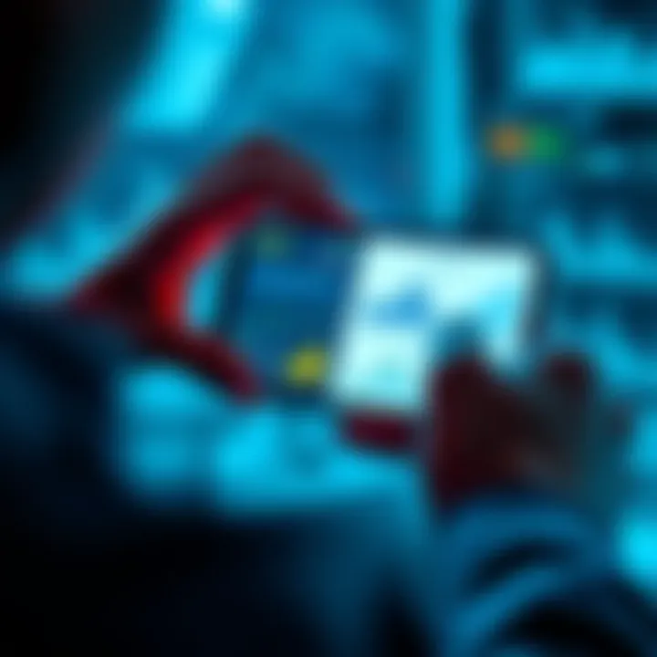 A person scanning a screenshot of a crypto wallet on a smartphone with graphs and data on the screen