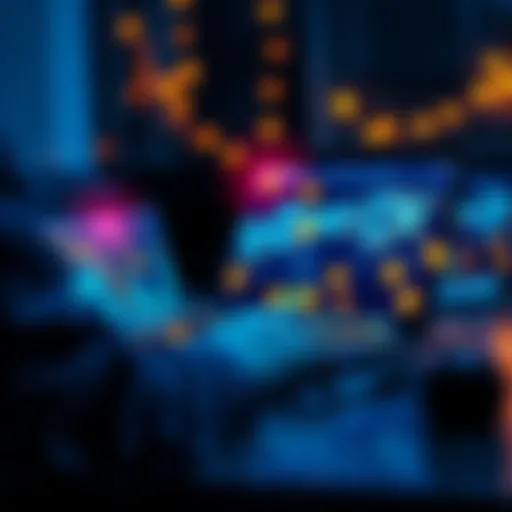 A person setting up a cryptocurrency wallet on their laptop, with digital coins displayed on the screen.