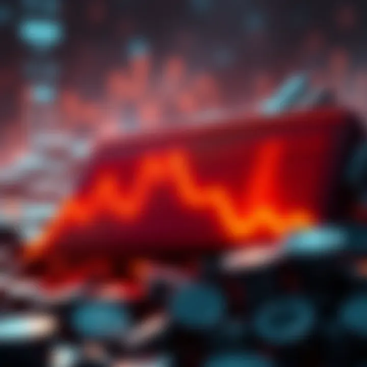 Crypto Wallets Declining A graphic showing downward trends in crypto wallet values, depicting frustration among investors