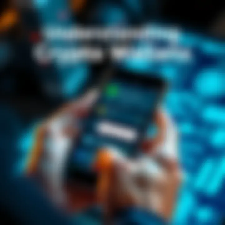 Understanding Crypto Wallets A person holding a smartphone showing different crypto wallet apps, with a highlighted seed phrase on the screen, representing access to funds across wallets.