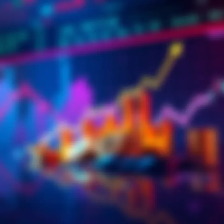 Crypto Yield Concept A visual representation of crypto yields with stablecoins and rising graphs against a market backdrop.