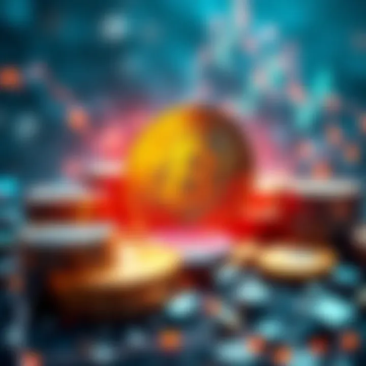 A visual representation of cryptocurrency, featuring coins and digital elements symbolizing innovation and finance