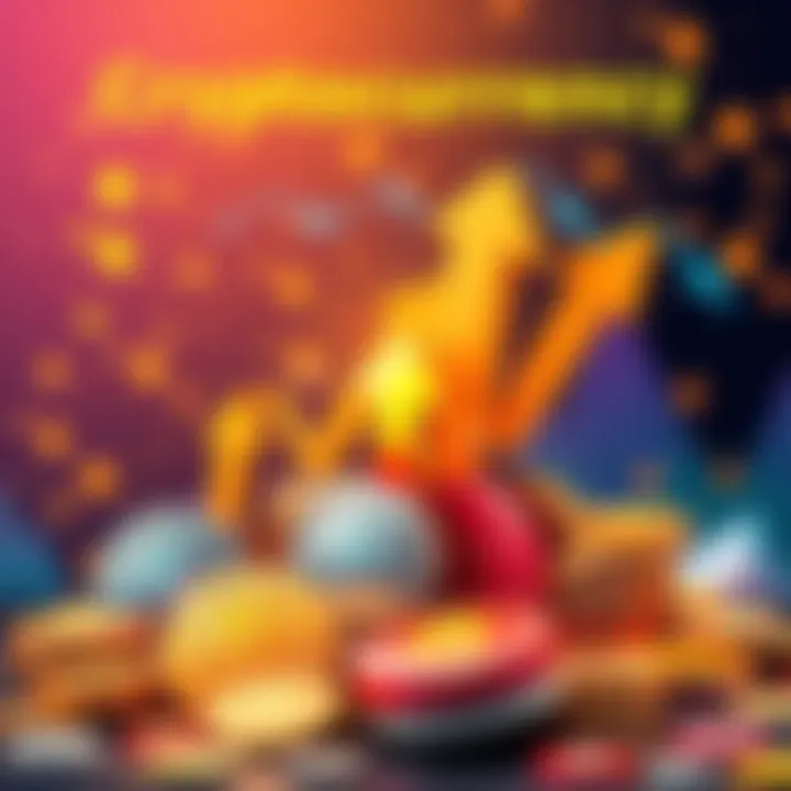 A lively illustration of various coins with upward arrows showing potential growth for cryptocurrencies in 2026