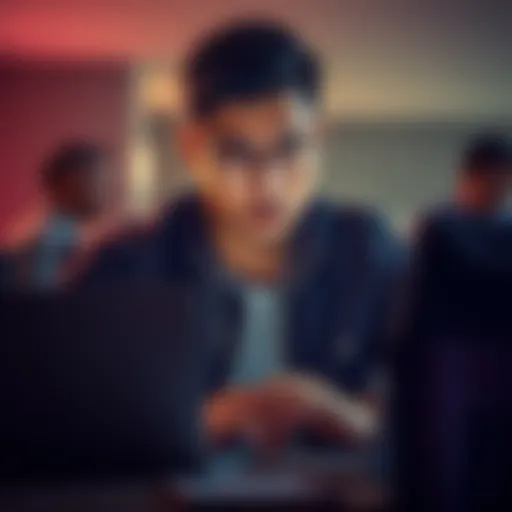 A person reviewing cryptocurrency options on a laptop with a concerned expression, symbolizing the challenges of investing with limited funds.