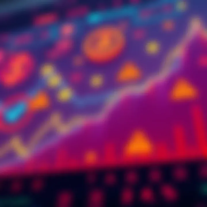 A graph showing the rise and fall of cryptocurrency values alongside regulatory symbols like check marks and warning signs.