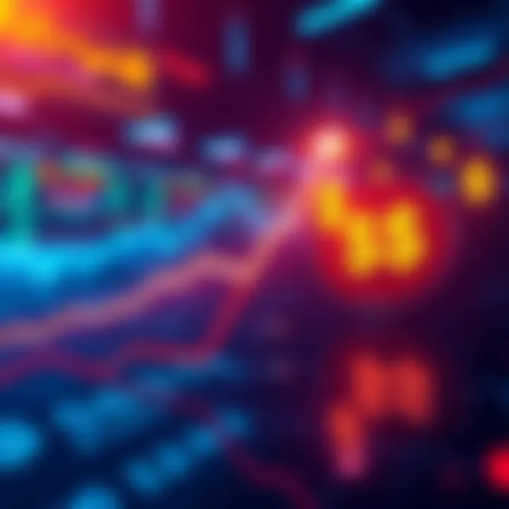 Cryptocurrency Market Trends A graphic showing fluctuating cryptocurrency prices with an upward trend and dollar signs, representing profit interest.
