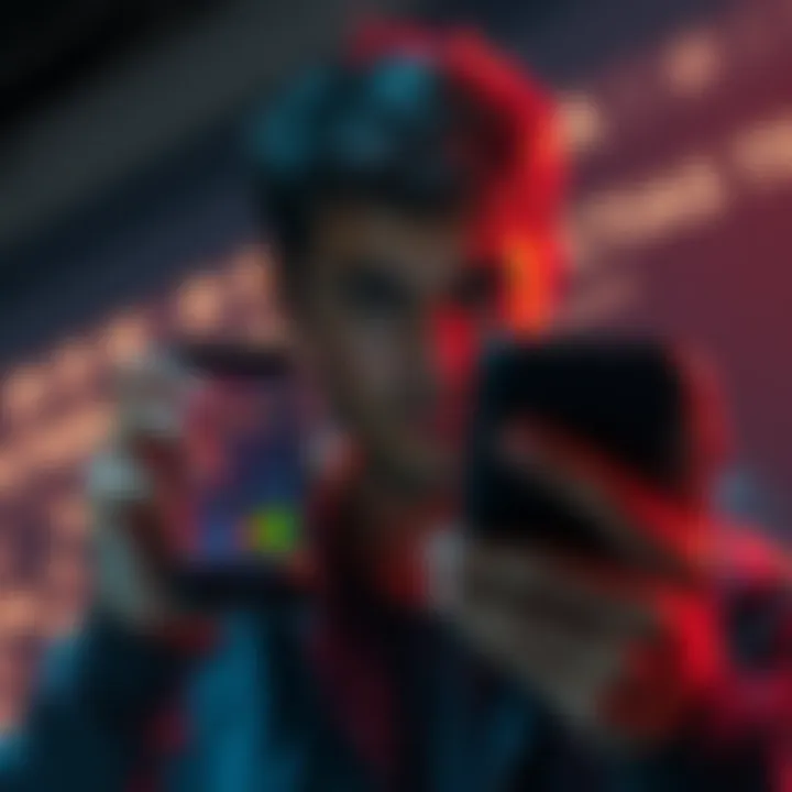 A person looking concerned while holding a smartphone displaying a cryptocurrency chart