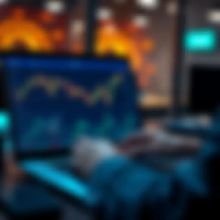 Cryptocurrency Transfer Person analyzing cryptocurrency aggregator options on a laptop with financial graphs on the screen.