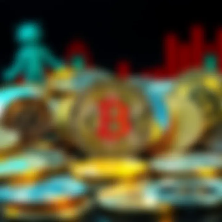 A visual representation of various cryptocurrency coins with Bitcoin prominently displayed in the center, symbolizing trust and reliability in the crypto market.