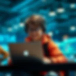 A first-year computer science student with a laptop is inviting others to join hackathons, showcasing enthusiasm for teamwork in coding.