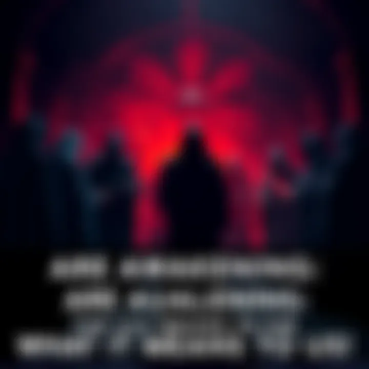 A group of individuals wearing dark robes, gathering in a dimly lit area, symbolizing a cult-like meeting