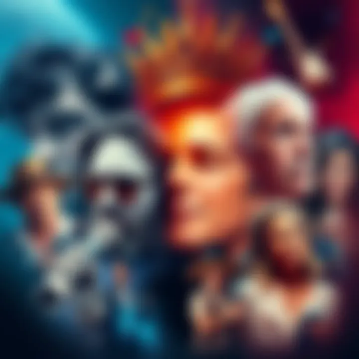 A collage of famous cultural icons from music, film, and art, showcasing their impact on society.