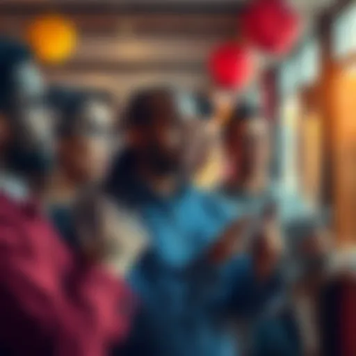 A group of diverse people discussing and asking questions together, showing interest in knowledge and insights.