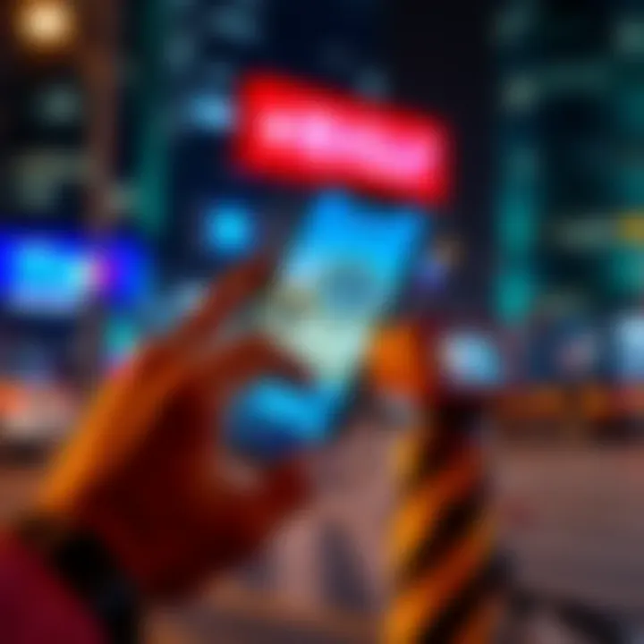 A person using a smartphone app for currency exchange, displaying Canadian dollars and euros on the screen.