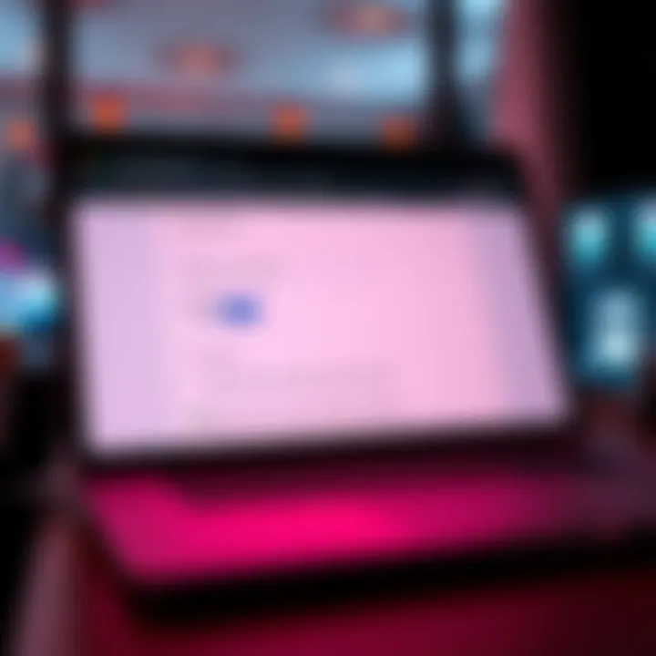 A laptop screen displaying a custom domain setup page with a URL input field and error messages.