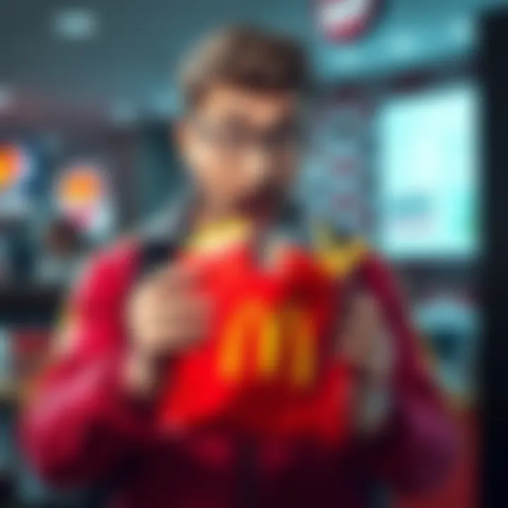 A surprised customer holding a McDonald's bag with unexpected items inside