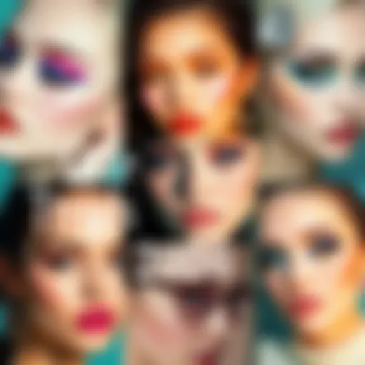 A collage of adorable makeup styles featuring pastel colors and playful designs, showcasing innovative techniques for beauty enthusiasts.