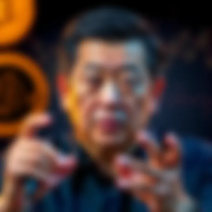 CZ explaining risks of quick wealth in cryptocurrency with a serious expression