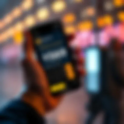 A person holding a smartphone displaying a Bitcoin wallet and a calculator showing the daily investment of $69.