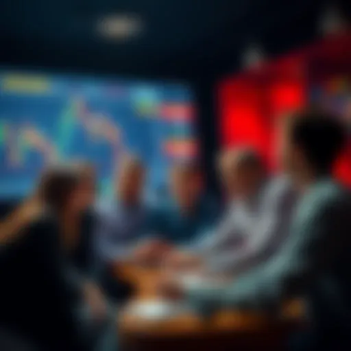 Group of people engaging in a lively discussion about trading strategies and technical analysis in an online forum