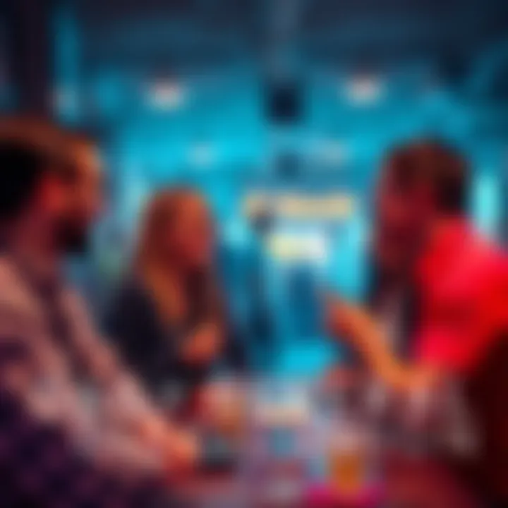 A group of people chatting and sharing ideas about trading and donuts in a lively discussion setting.