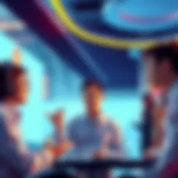 A group of people engaged in a discussion about VeChain's blockchain updates, sharing ideas and questions.