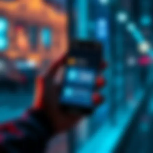 A person holding a smartphone displaying a Bitcoin wallet app, with a daily purchase reminder for $69.