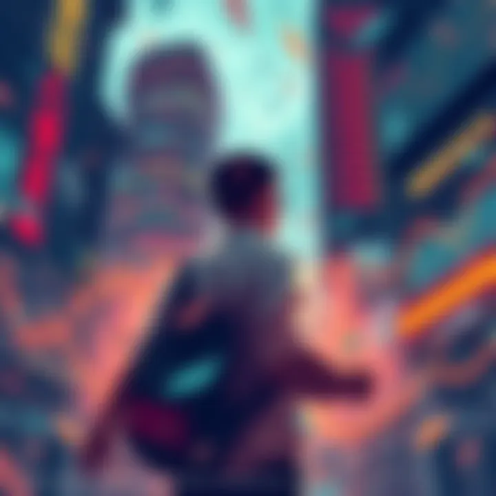 Illustration of a person calmly investing while the market fluctuates around them