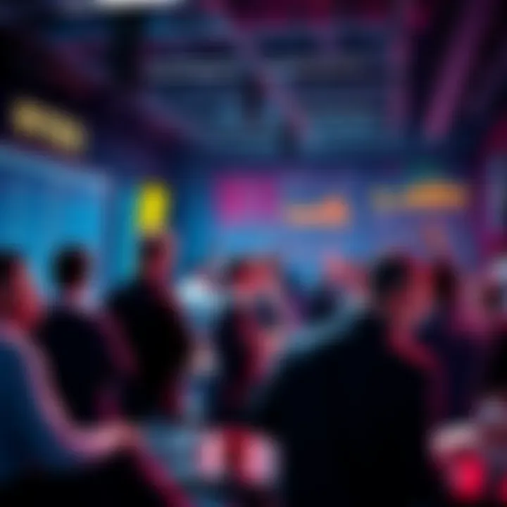 People engaged in a lively discussion about trading events and strategies