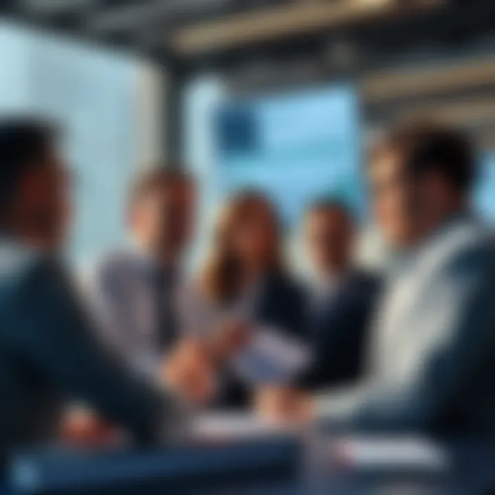 A group of people discussing financial charts and graphs, showing contrasting opinions on asset management strategies.