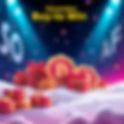 Graphic showing rewards for the Buy-to-Win Challenge including USDT prizes and vouchers.