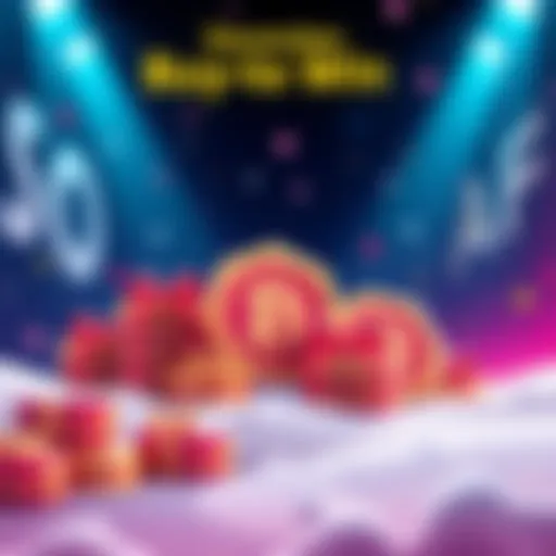 Graphic showing rewards for the Buy-to-Win Challenge including USDT prizes and vouchers.