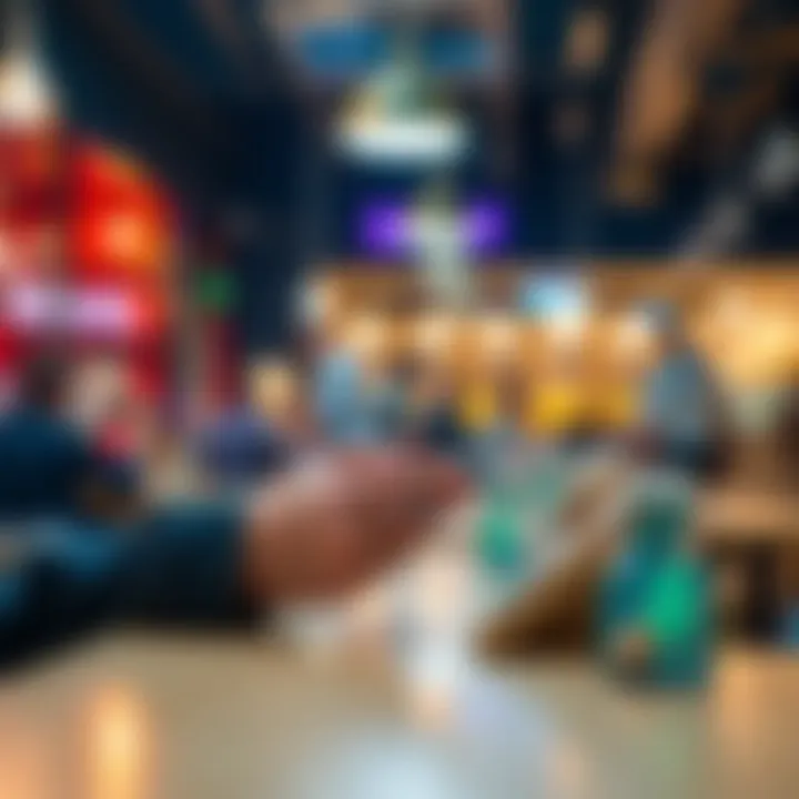 A person making a payment using a smartphone at a cafe, showcasing a decentralized point-of-sale system.