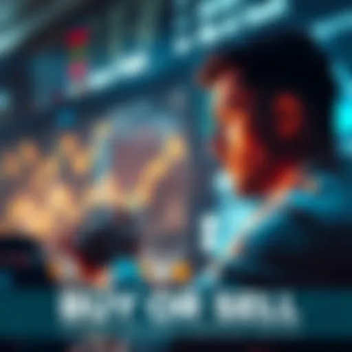 Person looking at market trends and weighing buying or selling options