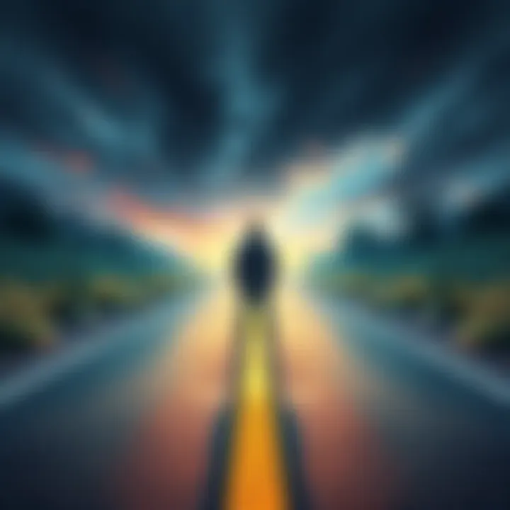 A person standing at a fork in the road, looking uncertain about which path to take, symbolizing challenging choices.