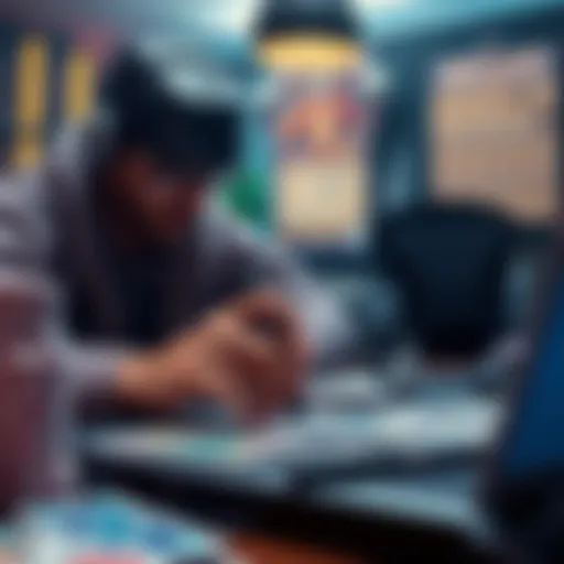 A player using tools to modify their card deck, with cards being rearranged and unwanted cards being removed.