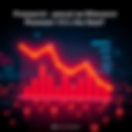 A graph showing a downward trend in search result relevance accompanied by offline node icons.