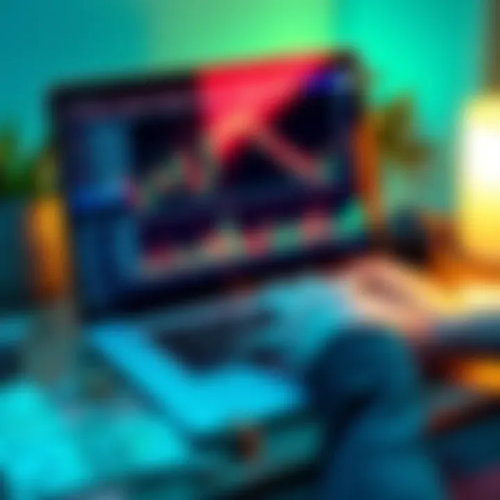 A person looking at cryptocurrency charts on a laptop, with currency notes and coins on the table, representing the transition from DeFi to fiat money.