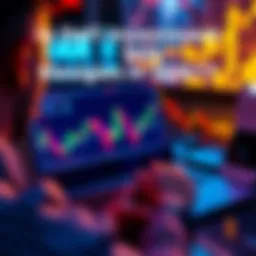 A person analyzing DeFi investment charts on a laptop, with financial graphs and cryptocurrency symbols visible on the screen.