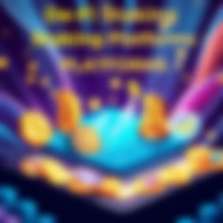 An illustration showcasing various DeFi platforms like Bitget, Binance, and Coinbase with coins and financial growth icons