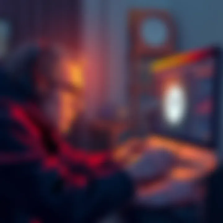 A user looking frustrated at their computer while checking a cryptocurrency wallet, with a clock showing time passing.