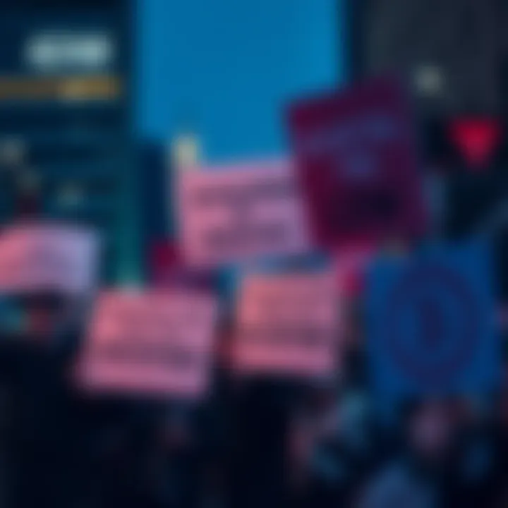 A group of developers holding signs expressing concerns about cryptocurrency regulations in the US