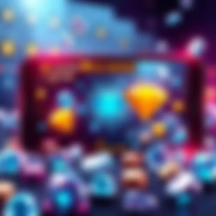 Diamond Rewards in Gaming Apps Illustration of a mobile game screen showing diamond rewards being collected automatically and enhanced spin multipliers