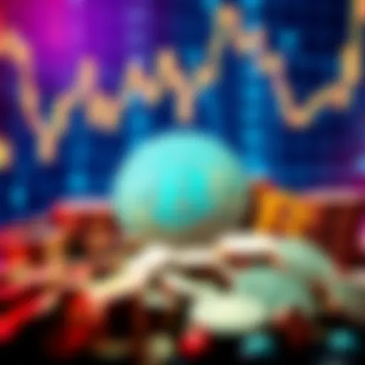 A visual representation of Digibyte coins, showcasing 18 billion coins with a digital backdrop symbolizing market fluctuations and price confusion.