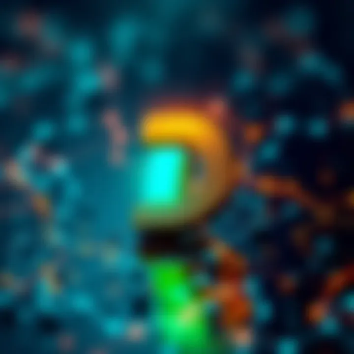 A visual representation of the DigiDollar logo with a digital currency theme, showcasing a stablecoin concept on a blockchain background.