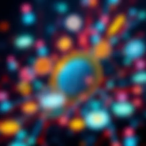 A visual representation of digital assets featuring blockchain symbols and virtual currencies