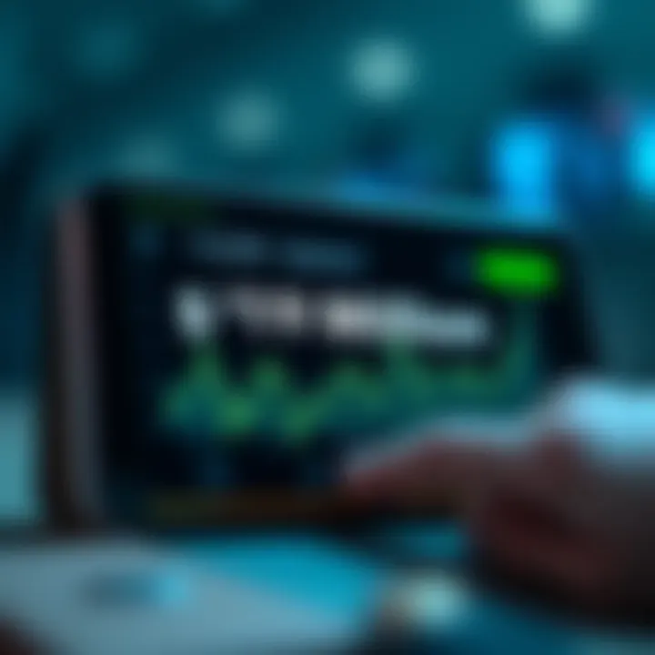 Screenshot of a digital wallet displaying a balance of nineteen million dollars, with graphs indicating fluctuations and error messages on the screen.