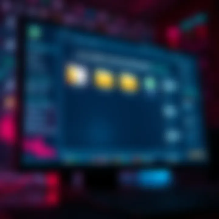 A digital wallet interface displayed on a computer monitor with folders and files indicating large storage size