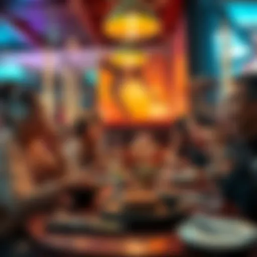 A group of friends happily dining at a restaurant, enjoying sushi and steak without financial stress.
