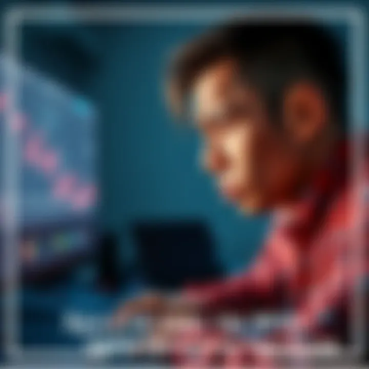 A frustrated person staring at a computer showing a decline in services